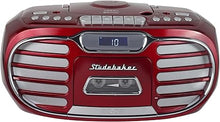 Load image into Gallery viewer, Studebaker Retro Edge Big Sound Bluetooth Boombox with CD/Cassette Player-Recorder/AM-FM Stereo Radio (Red/SB2150R)
