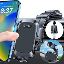 Load image into Gallery viewer, HTU [True Military-Grade Car Phone Holder [2024 Upgraded Strongest Suction &amp; Vent Clip] Cell Phone Car Mount for Dashboard Windshield Vent Truck Cradle Dash Stand,Black
