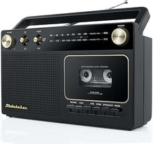 Load image into Gallery viewer, Studebaker Portable Retro Home Audio Stereo AM/FM Radio &amp; Cassette Player/Recorder with Aux Input Jack &amp; Built in Speakers (Gold)
