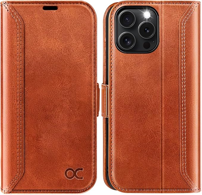 OCASE Compatible with iPhone 16 Pro Wallet Case, PU Leather Flip Folio Case with Card Holders RFID Blocking Kickstand [Shockproof TPU Inner Shell] Phone Cover 6.3 Inch 2024, Retro Brown