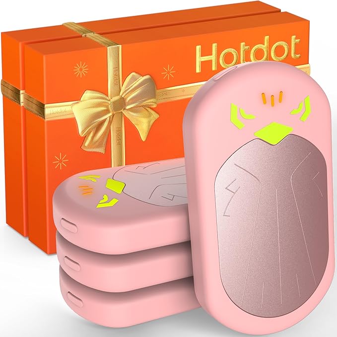 Hand Warmers Rechargeable with Gift Box, for Men Women, 4 Pack Fast Heating Electric Hand Warmer, Portable Hot Hands Handwarmers for Outdoors, Golf, Hunting, Camping Pink