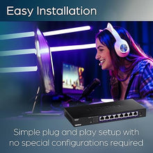 Load image into Gallery viewer, TRENDnet 8-Port Unmanaged 2.5G Gaming Switch, 8 x 2.5GBASE-T Ports, 40Gbps Switching Capacity, Backwards Compatible with 1000Mbps Devices, Fanless, Wall Mountable, Lifetime Protection, Black, TEG-S380

