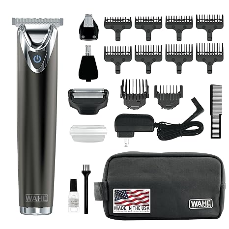 Wahl Stainless Steel Lithium Ion 2.0+ Slate Beard Trimmer for Men - Electric Shaver, Nose Ear Trimmer, Rechargeable All in One Men's Grooming Kit - Model 9864