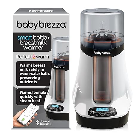 Baby Brezza Smart Baby Bottle Warmer, Breastmilk Warmer + Defroster - Only Brand with Different Temperatures for Breastmilk + Formula - Universal Fit for All Bottles + Milk Bags - Bluetooth Control