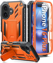 Load image into Gallery viewer, FNTCASE for iPhone 16 Plus Case: Military Grade Drop Proof Protection Mobile Cover with Kickstand | Matte Textured Rugged Shockproof TPU | Protective Sturdy Phone Case - 6.7 inch Orange
