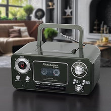 Load image into Gallery viewer, Portable Stereo CD Player with Bluetooth, AM/FM Stereo Radio and Cassette Player/Recorder (Cyprus Green)
