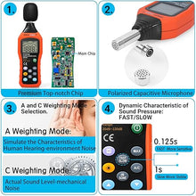 Load image into Gallery viewer, PT6708 Sound Level Meter, Digital Decibel Reader Measurement, Range 30-130 dB, Accuracy 1.5dB Noise Meter with Large LCD Screen Display, Fast and Slow Selection (Batteries Include)
