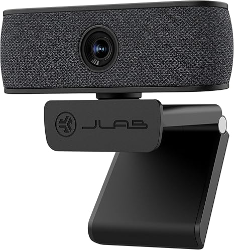 JLab JBuds Cam USB HD Webcam, Black with Optional White Faceplate, 1080P/30 FPS, 2.1 Megapixels, Auto-Focus, Dual Omni-Directional Microphones, Compatible with PC, Mac and Chromebook