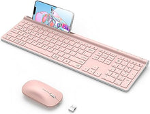 Load image into Gallery viewer, Wireless Keyboard and Mouse Combo, CHESONA Bluetooth Rechargeable Full Size Multi-Device (Bluetooth 5.0+3.0+2.4G) Wireless Keyboard Mouse Combo for Mac OS/iOS/Windows/Android (Pink)
