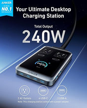 Load image into Gallery viewer, Anker Prime Charging Station, 240W 8-in-1 USB C Power Strip, 5 ft Detachable Extension Cord, 2 AC, 4 USB C, 2 USB A, for iPhone 15/14, Desktop Accessory for MacBook, Home, Office (Not for Travel)

