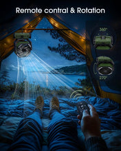 Load image into Gallery viewer, Portable Camping Fan Rechargeable - 20000mAh Cordless Battery Powered Fan with LED Lantern, Remote Auto Oscillating USB C Table Battery Operated Tent Fan for Travel Outdoor Beach
