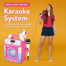 Load image into Gallery viewer, Portable Karaoke Machine for Adults &amp; Kids - Built-In Speaker, Bluetooth, LED Lights, Wired Mic - With Voice Changing Effects
