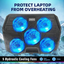 Load image into Gallery viewer, NAGAN Laptop Cooling Pad with 5 Fans, RGB Gaming Laptop Cooler with Dual USB Ports, Adjustable Height, Quiet, USB Powered - Ideal for Gaming Notebook, Fits 15-17.3 inch Laptop
