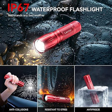 Load image into Gallery viewer, LETMY Tactical Flashlight - 2 Pack Bright Military Grade Flashlights High Lumens - Portable Handheld Flash Light, 5 Modes Zoomable Waterproof Flashlights for Home Emergency Camping- Red
