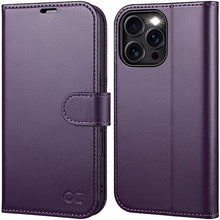 Load image into Gallery viewer, OCASE Compatible with iPhone 16 Pro Wallet Case, PU Leather Flip Folio Case with Card Holders RFID Blocking Kickstand [Shockproof TPU Inner Shell] Phone Cover 6.3 Inch 2024, Dark Purple
