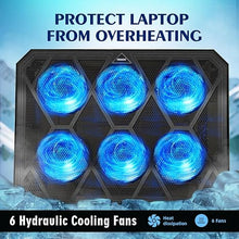 Load image into Gallery viewer, NAGAN Laptop Cooling Pad with 6 Fans, Ergonomic USB Powered Cooling Pad for Laptop with Dual USB 2.0 Ports, Height-Adjustable, Metal Mesh Gaming Notebook Cooler, Fits 15-17.3 inch Laptops
