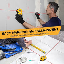 Load image into Gallery viewer, PREXISO Multi Surface Laser Level LED Light Vial, 30Ft Horizontal &amp; Vertical Line Laser with Wall Mount Base, 2 Pins, 10 Sticker, 2 AA Batteries for Hanging Frames &amp; Picture, Construction Wall Writing
