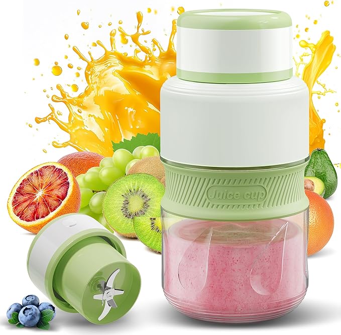 Portable Blender USB Rechargeable, Personal Sized Blender For Shake and Smoothies. 10 Blades Strong Cutting, Ultra large 34 oz Juicer Cup, Green