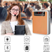 Load image into Gallery viewer, Voice Amplifier?Professional Mini Portable lotmusic Microphone Amplifier Speaker Rechargeable Wired Microphone Headset, Personal for Teacher Classroom Outdoor Meeting Tour Guides (Orange)
