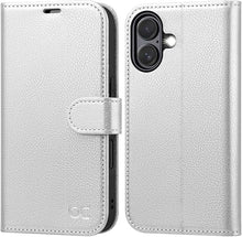 Load image into Gallery viewer, OCASE Compatible with iPhone 16 Wallet Case, PU Leather Flip Folio Case with Card Holders RFID Blocking Kickstand [Shockproof TPU Inner Shell] Phone Cover 6.1 Inch 2024, Silvery
