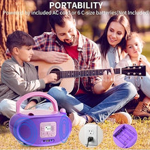 Load image into Gallery viewer, hPlay Gummy GC04B Portable CD Player Boombox with Digital Tunning FM Stereo Radio Kids CD Player Bluetooth USB LCD Display, Front Aux-in Port &amp; Headphone Jack, Supported AC or Battery Powered- Violet
