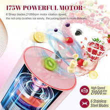 Load image into Gallery viewer, Portable Personal Blender 17 OZ/500 ML Juicer, 175W Personal Size Blender, Ideal for Smoothies, Ice Blending, Juicing, and Food Processing, Compact, Convenient, and Versatile (Pink)

