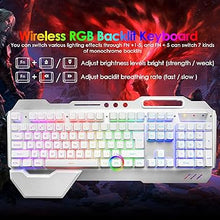 Load image into Gallery viewer, Wireless Gaming Keyboard and Mouse,RGB Backlit Rechargeable Keyboard Mouse with 5000mAh Battery Metal Panel,Removable Hand Rest Mechanical Feel Keyboard and 7 Color Gaming Mute Mouse for PC Gamers
