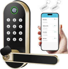 Load image into Gallery viewer, Keyless-Entry Fingerprint Smart Door Lock: Sifely Digital Electronic Lock with Code Passcode, Electric Door Knob, Biometric Door Handle Lock, Perfect for Exterior/Interior/Entry/Bedroom Doors (Gold)
