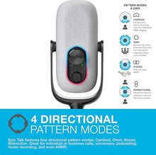 Load image into Gallery viewer, JLab Epic Talk USB Microphone, White, USB-C Output, Cardioid, Omni, Stereo, and Bi-Directional, 192k Sample Rate, Volume Control, Gain Control, and Quick Mute, 3.5mm AUX, Plug and Play
