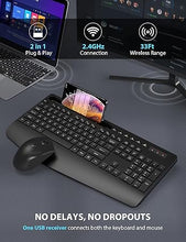 Load image into Gallery viewer, Wireless Keyboard and Mouse Combo - Full-Sized Ergonomic Keyboard with Wrist Rest, Phone Holder, Sleep Mode, Silent 2.4GHz Cordless Keyboard Mouse Combo for Computer, Laptop, PC, Mac, Windows -Trueque
