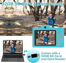 Load image into Gallery viewer, Digital Camera for Teens, 48MP FHD Dual Camera with 2.5K Video, 32GB SD Card, 8X Zoom, Blue Small Camera with Card Reader, Compact Point and Shoot Camera with Games for Kids, Boys, Student
