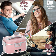 Load image into Gallery viewer, Electric Heated Lunch Box 100W - 3-IN-1 1.8L Fast Self Heating Lunch Boxes Portable Food Heater for Adults,12V/24V/110V with Leak-Proof Compartment Lid for Car Truck Office Home Pink (3 Times Faster)
