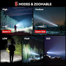 Load image into Gallery viewer, LETMY Tactical Flashlight S2000-2 Pack Bright Military Grade LED Flashlights High Lumens - Portable Handheld Flash Light, 5 Modes Zoomable Waterproof Flashlights for Home Emergency Camping Outdoor
