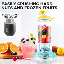 Load image into Gallery viewer, Portable Blender, Anti-Jamming 300 Watt for Shakes and Smoothies, 24oz Travel Blender USB Rechargeable, BPA Free Sporty bottle with a Travel Lid.(White Base Grey Lid)
