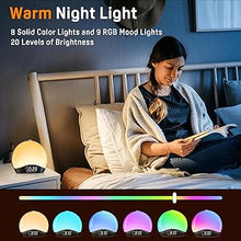 Load image into Gallery viewer, Sound Machine White Noise Machine with 25 Soothing Sounds, 17 Night Lights, 5W Stereo Bluetooth Speaker, Sleep Timer, Wake Up Light Sunrise Alarm Clock for Bedrooms, Ideal Gift for Baby, Kids, Seniors
