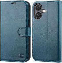 Load image into Gallery viewer, OCASE Compatible with iPhone 16 Wallet Case, PU Leather Flip Folio Case with Card Holders RFID Blocking Kickstand [Shockproof TPU Inner Shell] Phone Cover 6.1 Inch 2024, Peacock Blue
