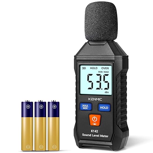 Digital Decibel Meter - Portable SPL Meter with Backlit LCD Display (35-130dB(A) Range) - MAX/MIN Data Hold - Digital dB Reader Meter for Home, Classroom, Workshop, and Office Use