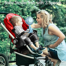 Load image into Gallery viewer, AMACOOL Battery Operated Stroller Fan Flexible Tripod Clip On Fan with 3 Speeds and Rotatable Handheld Personal Fan for Car Seat Crib Bike Treadmill (Blue)
