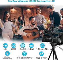 Load image into Gallery viewer, Wireless HDMI Transmitter and Receiver 4K:, 656FT(200M) Plug&amp;Play Wireless HDMI Extender, 2.4/5G Wireless Video Transmission System for Streaming Video/Audio from Laptop/PC to HDTV/Projector/Monitor
