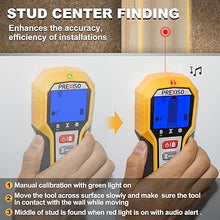 Load image into Gallery viewer, PREXISO Stud Finder Wall Scanner 5-In-1 Wall Stud Finders &amp; Scanners, Stud Finder Tool with LED Indicator for Center Finding, Wood Ac Wire Metal Joist Pipe Stud Detector, Large Backlit Screen
