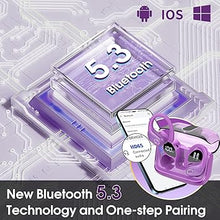 Load image into Gallery viewer, Wireless Earbuds 75hrs Bluetooth 5.3 Headphone Sport, 2024 Bluetooth Earbuds Stereo Deep Bass Over Ear Bud with Earhooks, ENC Noise Cancelling Mic, IPX7 Waterproof Earphone, Purple
