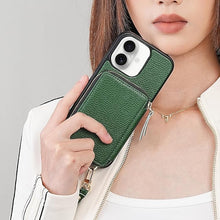 Load image into Gallery viewer, ZVE for iPhone 16 Wallet Case, Leather Crossbody Phone Purse Case with Card Holder, Protective Flip Case for iPhone 16 6.1&quot; Dark Green
