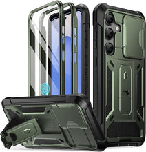 Load image into Gallery viewer, Poetic Spartan Case for Galaxy S25+ Plus 6.7&quot;, [Slide Camera Cover] [Screen Protector Works with Fingerprint ID] Military Grade Rugged Shockproof S25 Plus Phone Case with Kickstand, Metallic Green
