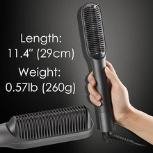 Load image into Gallery viewer, NITION LCD Ceramic Tourmaline Hair Straightening Brush 450°F Hot Hair Comb Flat Iron for Fast Straightening Long Wave, Curly Hair. Easy Hair Straightener Brush Home Styling. MCH Heating. Black
