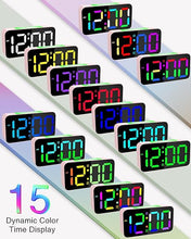 Load image into Gallery viewer, Super Loud RGB Mirror Alarm Clock with Bed Shaker, Vibrating Alarm Clock for Heavy Sleepers Hearing Impaired Deaf Teens, Dual Clock with 7&quot; Large Dimmable Display,USB Charger,Nightlight,Battery Backup
