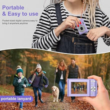 Load image into Gallery viewer, Digital Baby Camera for Kids Teens Boys Girls Adults,1080P 48MP Kids Camera with 32GB SD Card,2.4 Inch Kids Digital Camera with 16X Digital Zoom, Compact Mini Camera (Purple)
