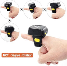 Load image into Gallery viewer, Bluetooth Wireless Ring Barcode Scanner, Portable Wearable Mini Finger 1D Bar Code Reader Work with Windows, Mac OS, Android 4.0+, iOS
