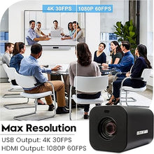 Load image into Gallery viewer, SVPRO 12X Zoom 4K USB Camera 1080P 60fps HDMI USB Streaming Camera with Remote, Autofocus Manual Zoom Webcam H.264 H.265 PC Camera HD Video Camera for Video Conference Church Service Education OBS
