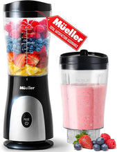 Load image into Gallery viewer, Mueller Personal Blender for Shakes and Smoothies with 15 Oz Travel Cup and Lid, Juices, Baby Food, Heavy-Duty Portable Blender &amp; Food Processor, Black
