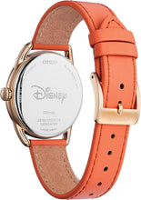 Load image into Gallery viewer, Citizen Eco-Drive Ladies&#39; Disney Minnie Mouse Gardening Watch, Gold Tone with Coral Strap, Floral, 3-Hand Date, 36mm (Model: FE6087-04W)
